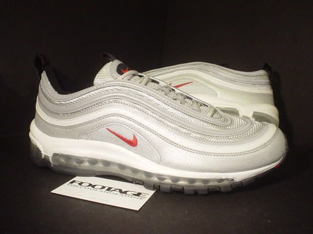 Nike Air Max 97 METALLIC SILVER 3M RED GREY BLACK 9.5  