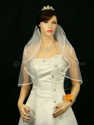 2T Ivory Wedding Bridal Shoulder 1/4 Ribbon Tiara Veil  
