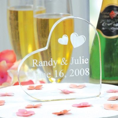 Name Date Acrylic Clear Intials Wedding Cake Top Topper  