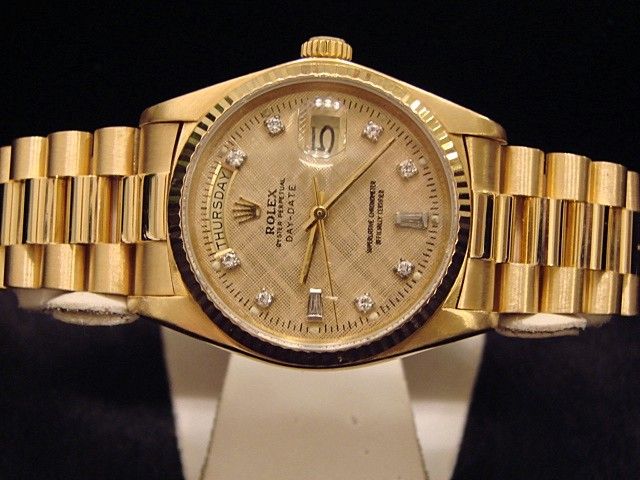 MENS ROLEX 18K GOLD DAY DATE PRESIDENT QUICKSET DIAMOND  