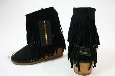 NEW AUTH Koolaburra Black Studded Fringe Boots 8 $300  