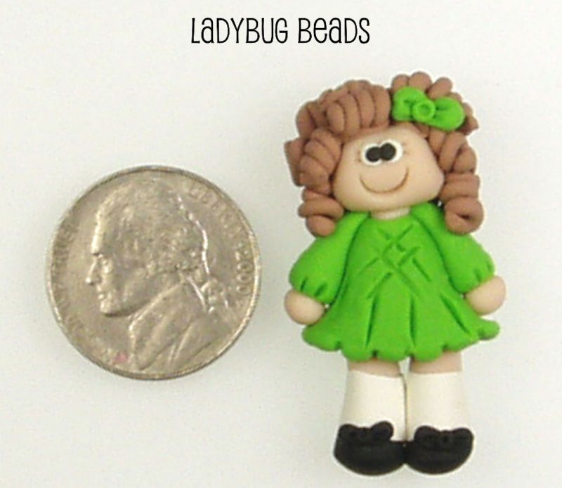 Irish Dancer Girl Polymer Clay Bead  