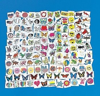 150 Piece Lot of Assorted Kids Temporary Tattoos #Z1034  