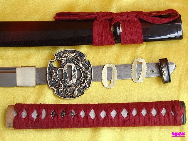 40.6HandMade Japanese Dragon Samurai Sword Katana Sharp Edge  Red 