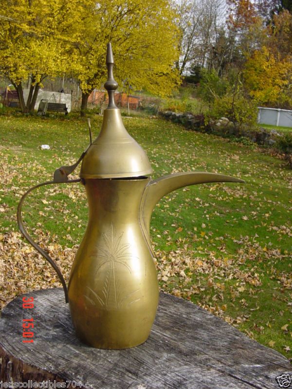 Antique Brass Arabic Far Eastern Hand wrought Pitcher  