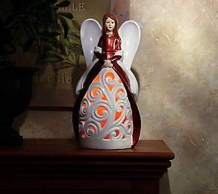   Reflections Ceramic Angel Luminary Flameless Candle with Timer  