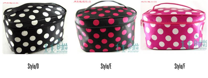 WOMEN RETRO Dot Mirror Cosmetic Case MAKEUP Bag Fqz  