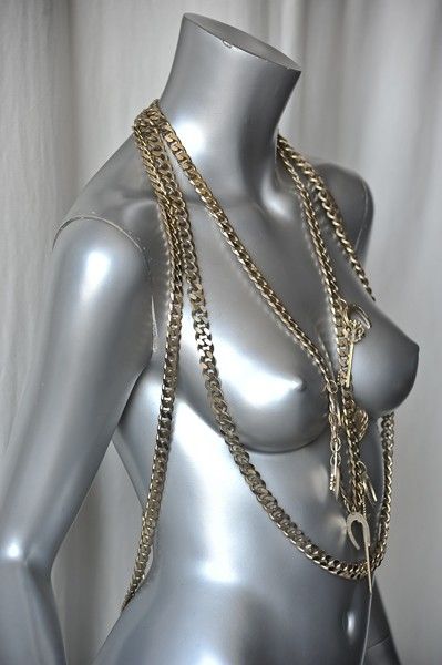 GIVENCHY Chunky Multi Chain+Charm Necklace/Chest Piece  