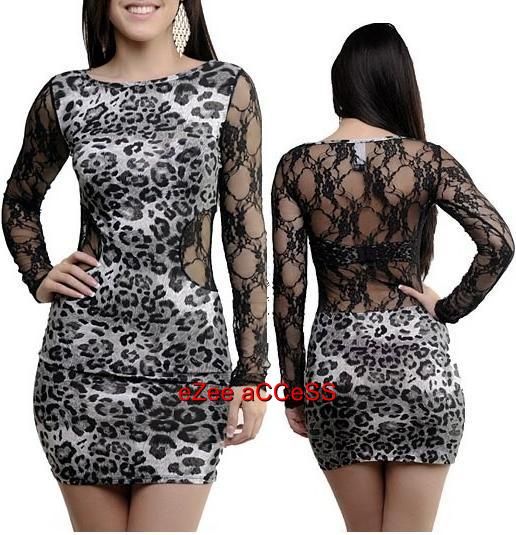 SEXY WOMENS LEOPARD PRINT FLORAL SHEER NET LACE MESH CLUB COCKTAIL SUN 