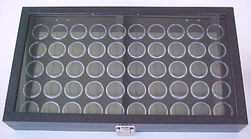 GLASS LID CASE Includes 50 GEM JARS BLACK INSERT  