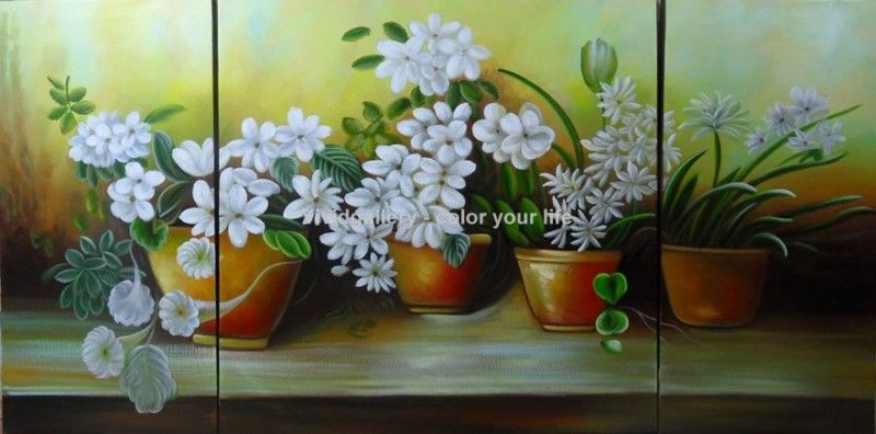 Framed Oil Painting 48X24 Flowers White Daisies G667  