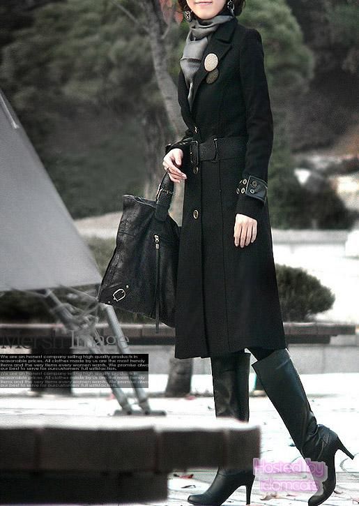 Boho 80s 70s Womens Black Wool Blend Jacket Coat  