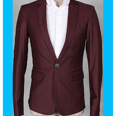 Bros Mens 1Button SlimCollar Jacket Blazer Red Wine  