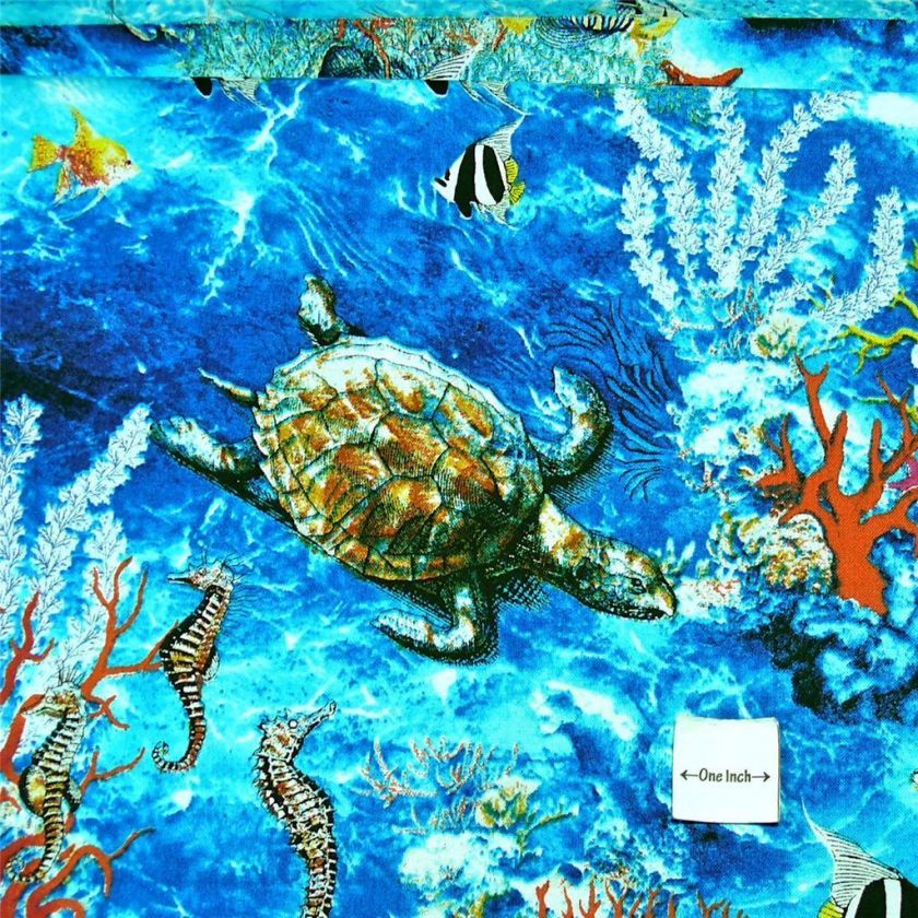 FabriQuilt Cotton Fabric Ocean Scene Turtles Seahorses  