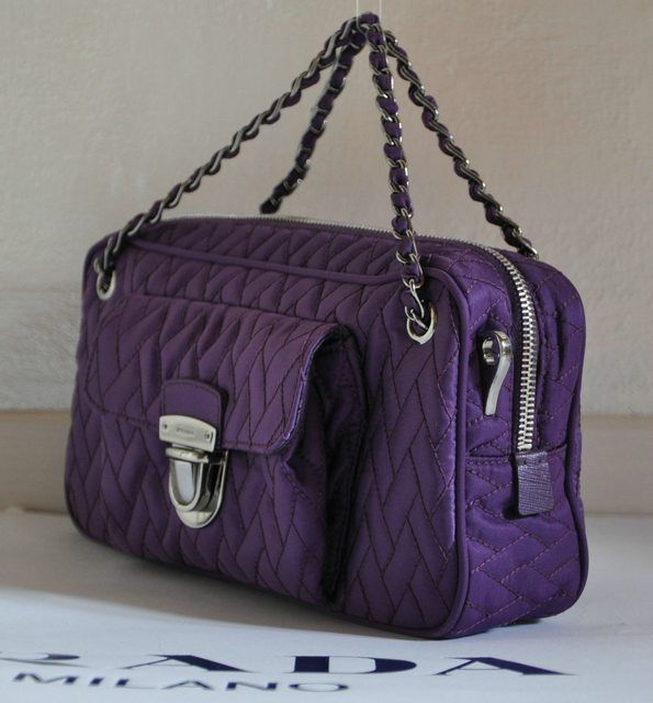 PRADA/Miu Miu Camera Case Purple Quilted Fabric Handbag Purse 