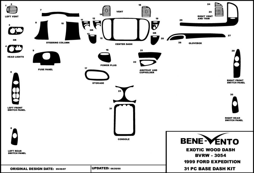 The following is the Dash Trim Kit that will be shipped with full 