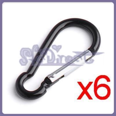 NICE Mini Black D Shaped Carabiners Snap Hook 6/Lot  