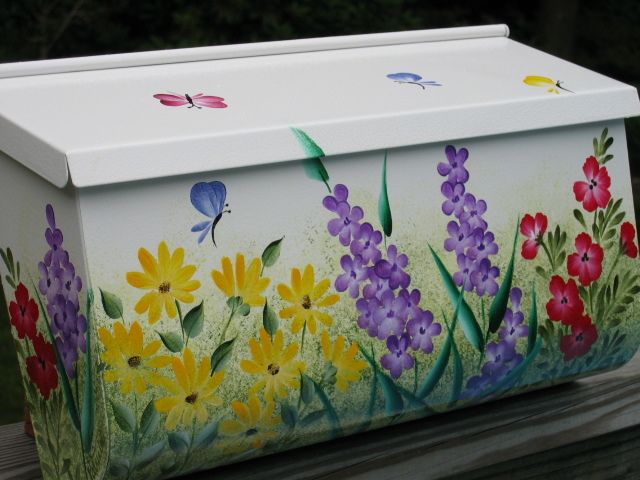 XL WaLL MouNT HaNDPaiNTeD MaiLBoX aRT GaRDeN BuTTeRFLy  