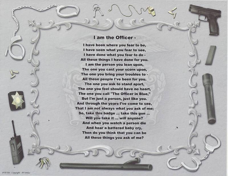 POLICE I AM THE OFFICER Poem Personalized Name Print  