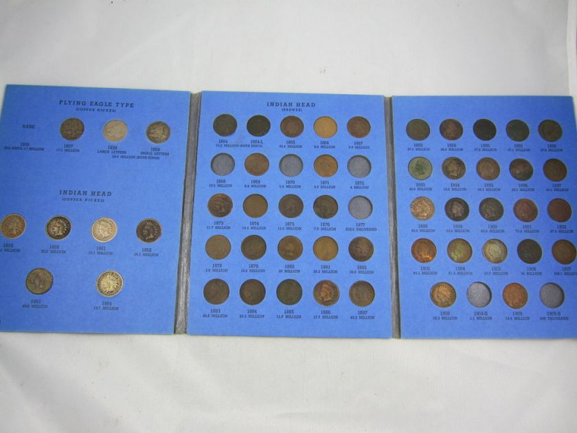 52pc Partial Set Indian Head Pennies   w/Flying Eagle Cents   Low 