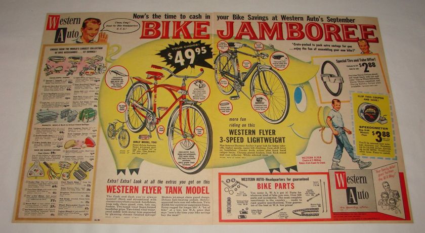 1960 Western Flyer two page BIKE JAMBOREE ad~ 12.5x19.5  