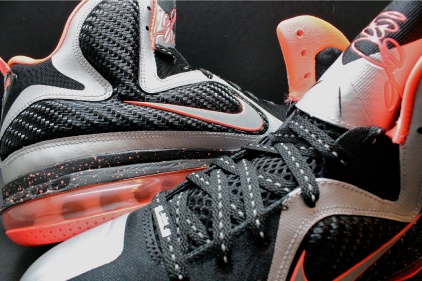 Nike Lebron 9 Sz 8 Mtllc Silver Bright Mango Zoom Air Max Hyperfuse 