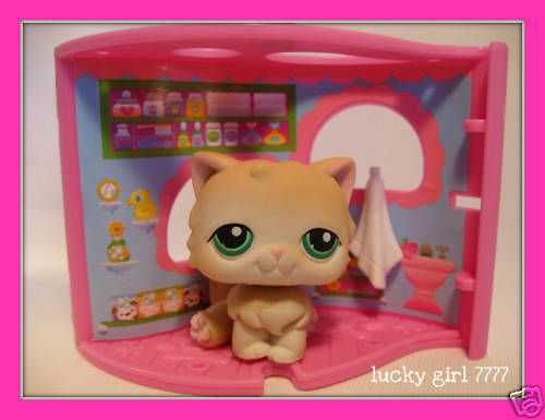 Littlest Pet Shop Cream Persian CAT w/ nook 2005 #129  