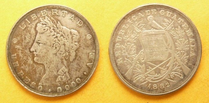 Guatemala Coins 1 Peso 1882AE CH.XF/XF+  