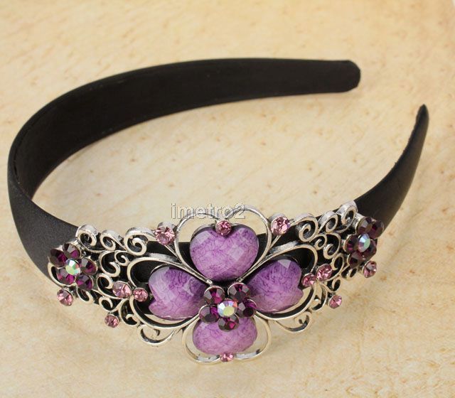 Luxury purple gem clover bloom scroll ladies hairband headband 