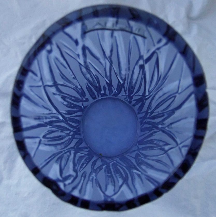 NIB Lalique Vase Saint Jacque SIGNED violet/blue color  