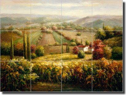 Ching Tuscan Vineyard Landscape Art Ceramic Tile Mural  