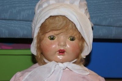   HORSMAN 20 COMPOSITION cloth DOLL. teeth mechanical eyes TLC  