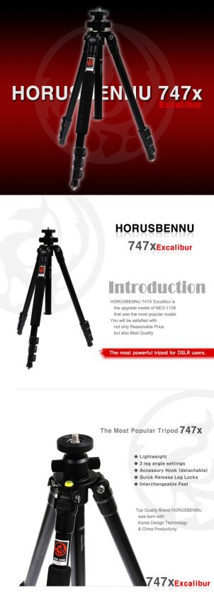 NEW HorusBennu Camera Tripod 747X (56) w/ BallHead NS BH1 Red for 