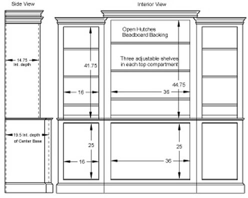   BOOKCASE 3 Pc Wall Unit SOLID WOOD 40 Colors Heirloom Quality  