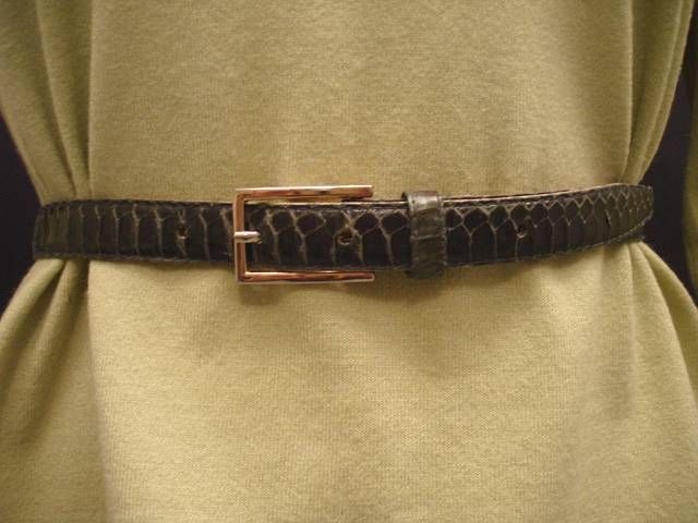 Ladies Olive Green Snakeskin Belt Sz Medium  