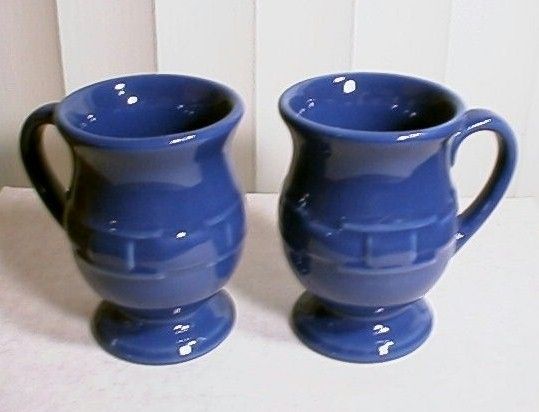 LONGABERGER POTTERY CORNFLOWER BLUE LATTE MUGS SET OF 2   NEW SHOP 