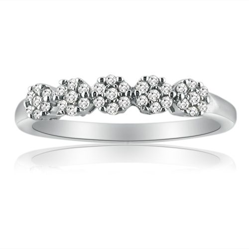 10K White Gold Diamond Anniversary Ring .15ct Sizes 5 7  