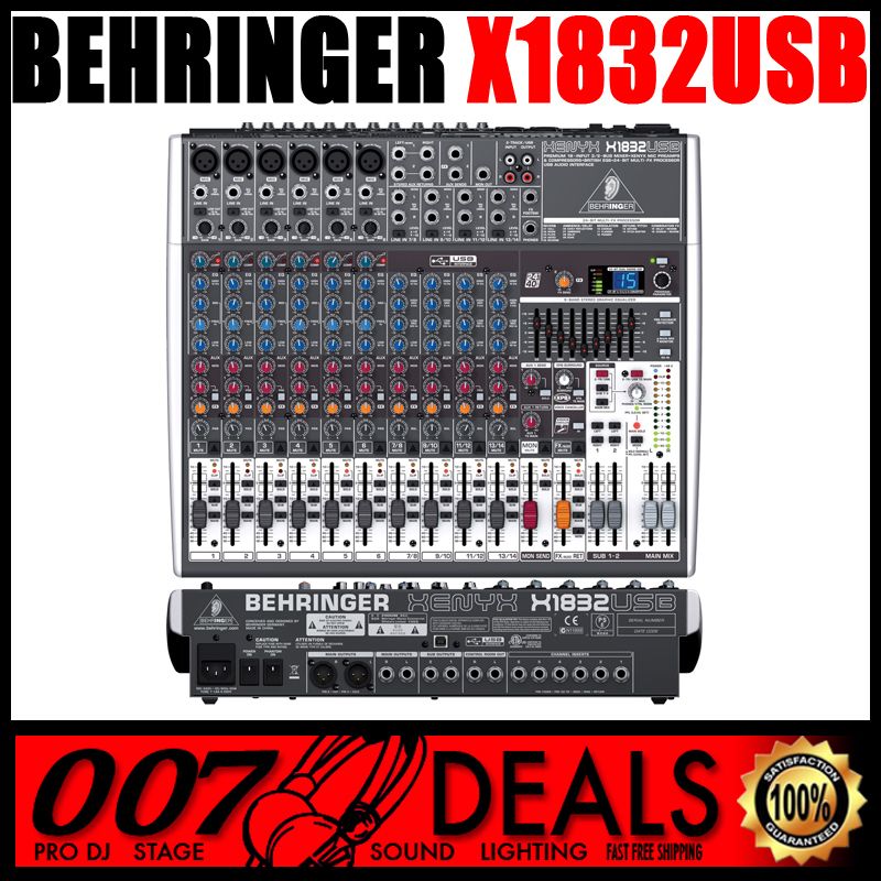 BEHRINGER X1832USB 18 INPUT 3/2 BUS MIXER XENYX PROFFESSIONAL PRO DJ 