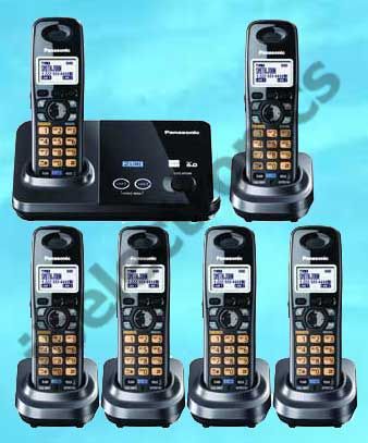 PANASONIC KX TG9321T DECT 6.0 2 LINE 6 CORDLESS PHONES  