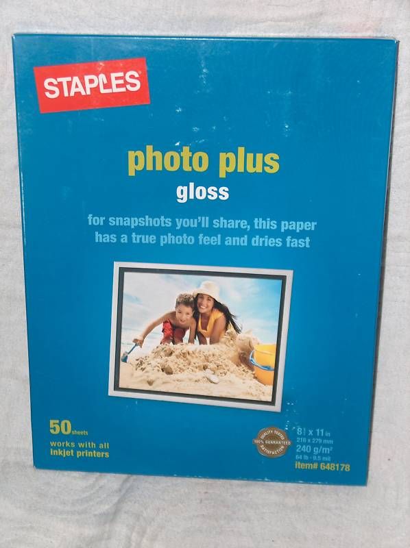 Photo Plus Paper 8 1/2 x 11 Gloss 250 Sheets 64 pound  