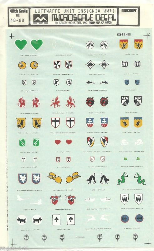 48 MicroScale Decals Luftwaffe Unit Insignia WWII  