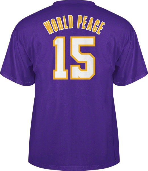 Metta World Peace adidas Purple Name and Number Los Angeles Lakers T 