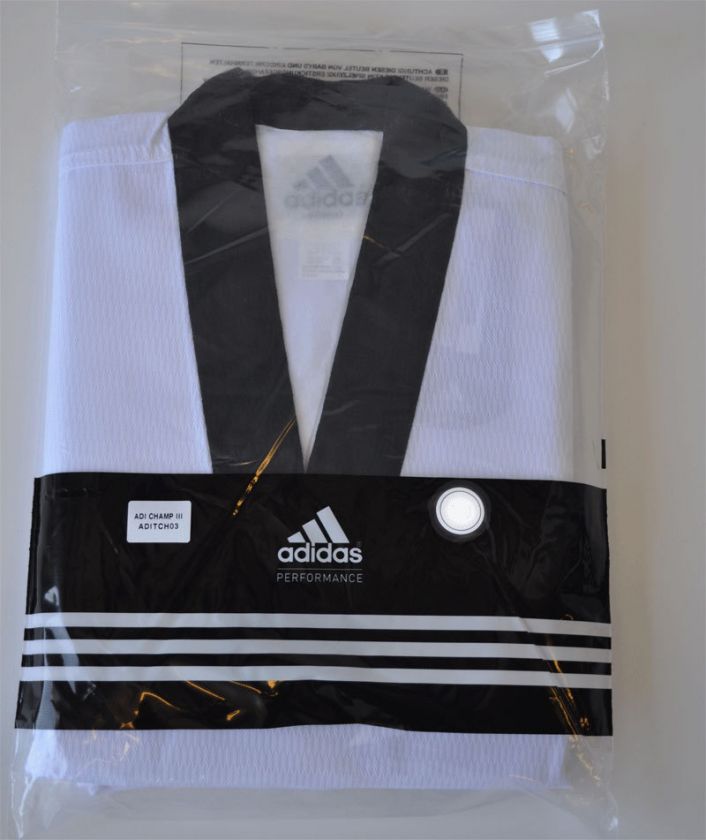 ADIDAS WTF APPROVED ADICHAMP III TAEKWONDO UNIFORM TKD DOBOK BLACK V 