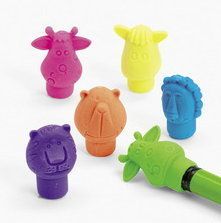 72 ZOO ANIMAL PENCIL TOP ERASERS party bulk FREE SHIP  