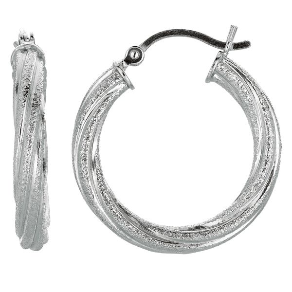 Fancy Anti Tarnish Textured Twisted Hoop Earrings REAL 925 Sterling 