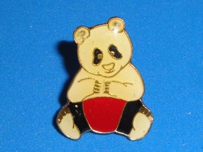 Panda BEAR Badge Hat Pin Metal Enamel Vintage 80s Cute Animal Pinback 