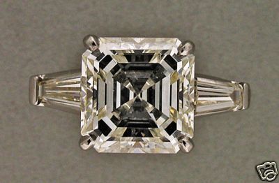   41CT 1910 ORIGINAL ART DECO ASSCHER CUT DIAMOND TAPERED BAGUETTE RING