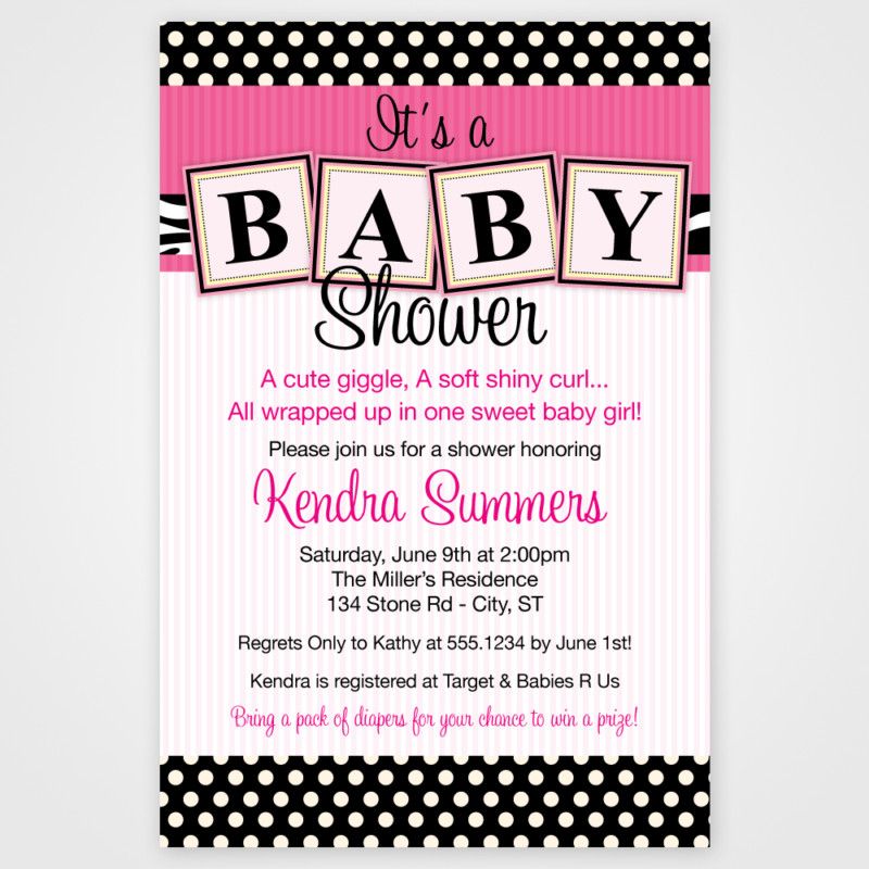 20 PolkaDot Baby Blocks Baby Shower Invitations  