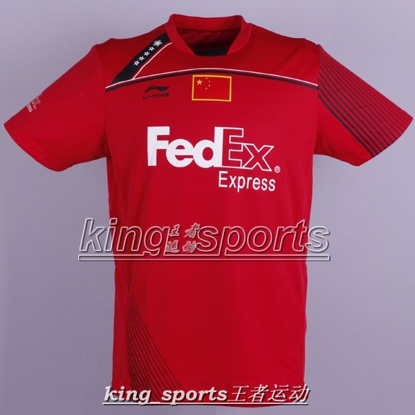 New Li Ning Mens 2011 Badminton /Tennis Open Fedex national flag Shirt 