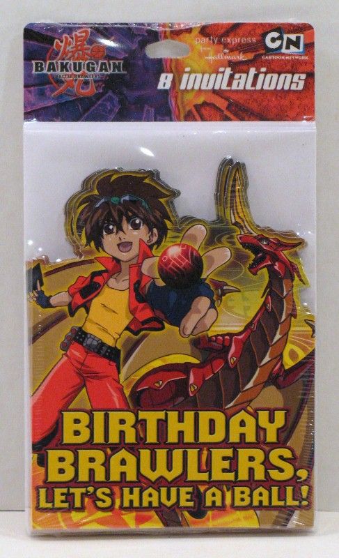 Bakugan Birthday Party 8 Invitations and Envelopes  